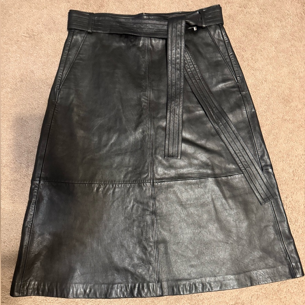 Hugo Boss Black A-Line Leather Skirt